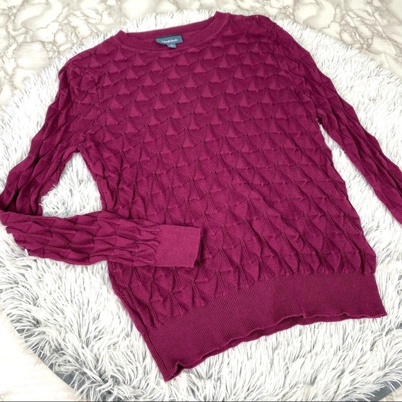 ModCloth Raspberry Looking Lively Open Weave Knit Sweater EUC - Picture 2 of 10